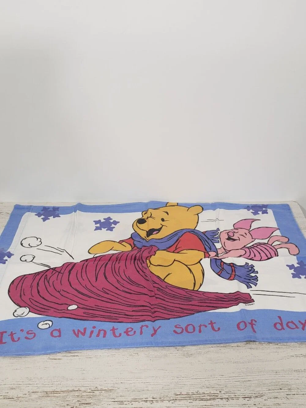 Disney  Winnie the Pooh  & Piglet  Flannel Pillowcase Pair  Vintage Skiing